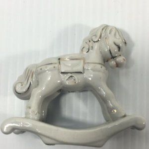 Ceramic White Rocking Horse Collectible Boxed